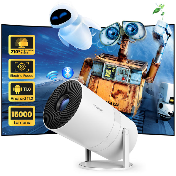 Mini Projector with WiFi 6 & Bluetooth 5.3, 210°Rotation & Electric Focus Portable Outdoor Projector