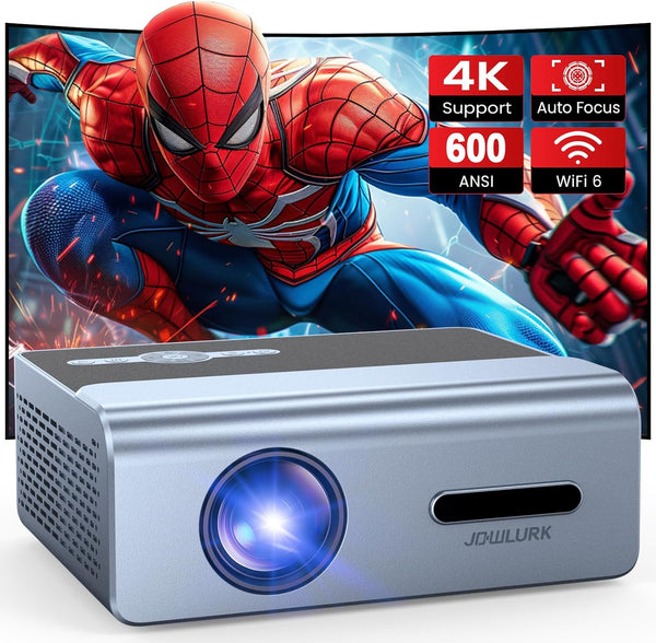 [Auto Keystone] 4K Projector with Wifi and Bluetooth, JOWLURK 600 ANSI Outdoor Projector with Electric Focus, Native 1080p Movie Projector for iOS/Android/TV Stick/HDMI/USB/Laptop/PS5