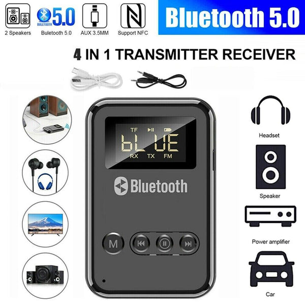 Bluetooth 5.0 Receiver Transmitter Wireless 3.5mm AUX NFC to 2 RCA Audio Adapter