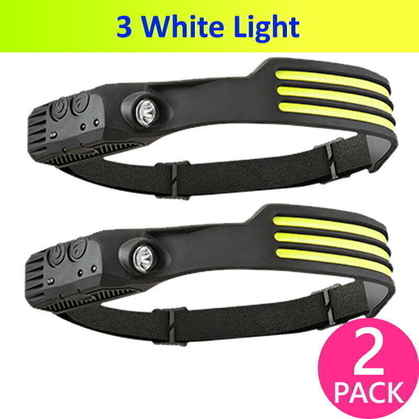 LED COB Headlamp USB Rechargeable Headlight Torch Work Light Bar Head Band Lamp