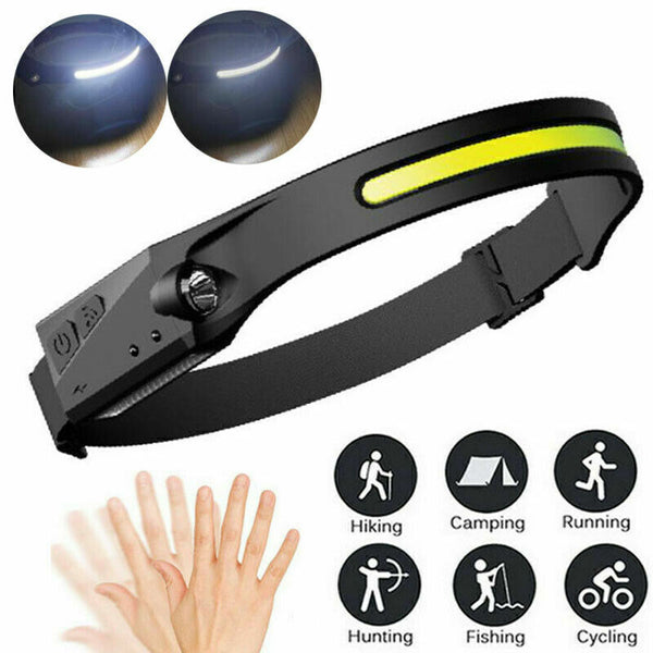 2PCS COB Headlamp Night Buddy LED Motion Sensor Head Torch Headlight Waterproof