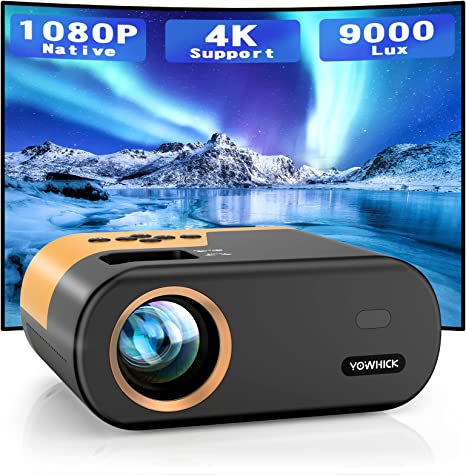 Mini Projector, Native 1080P 9000Lm Portable Outdoor Projector, YOWHICK Movie Projector 4K Supported, Video Projector with HDMI, USB, AV and Aux Ports for Laptop, TV Stick, PS5, Switch, Smartphone - YOWHICK