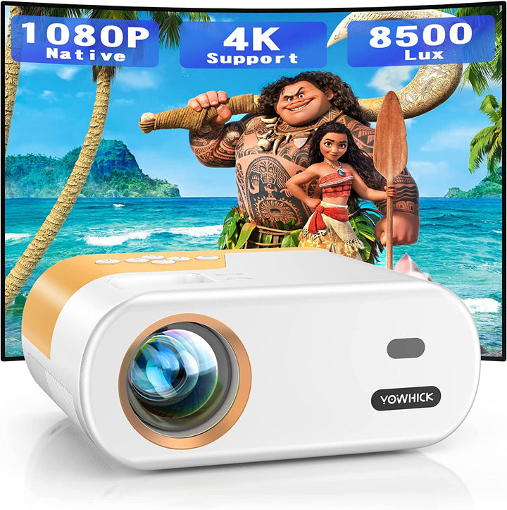 Mini Projector, Native 1080P Full HD, yellow - YOWHICK