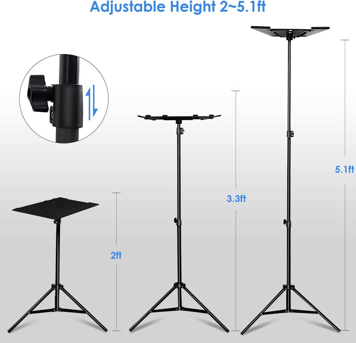 YOWHICK Projector Tripod Stand for 23" to 61", Foldable Laptop Tripod, Multifunctional DJ Racks/Projector Stand with Adjustable Height, Perfect for Office, Home, Stage or Studio - YOWHICK